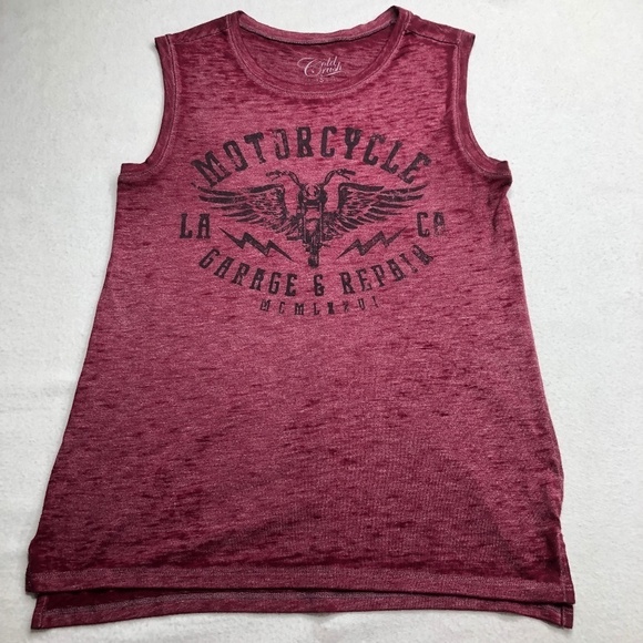 Gold‎ Rush Mens Graphic Tank Top Motorcycle Size Small Maroon - Picture 1 of 6